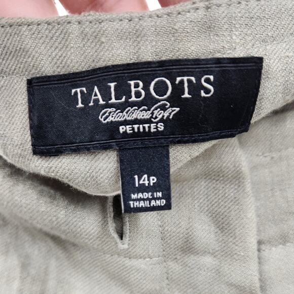 Talbots Tan 100% Linen Cropped Capri Pants Womens Petite Size 14 P - Picture 3 of 4
